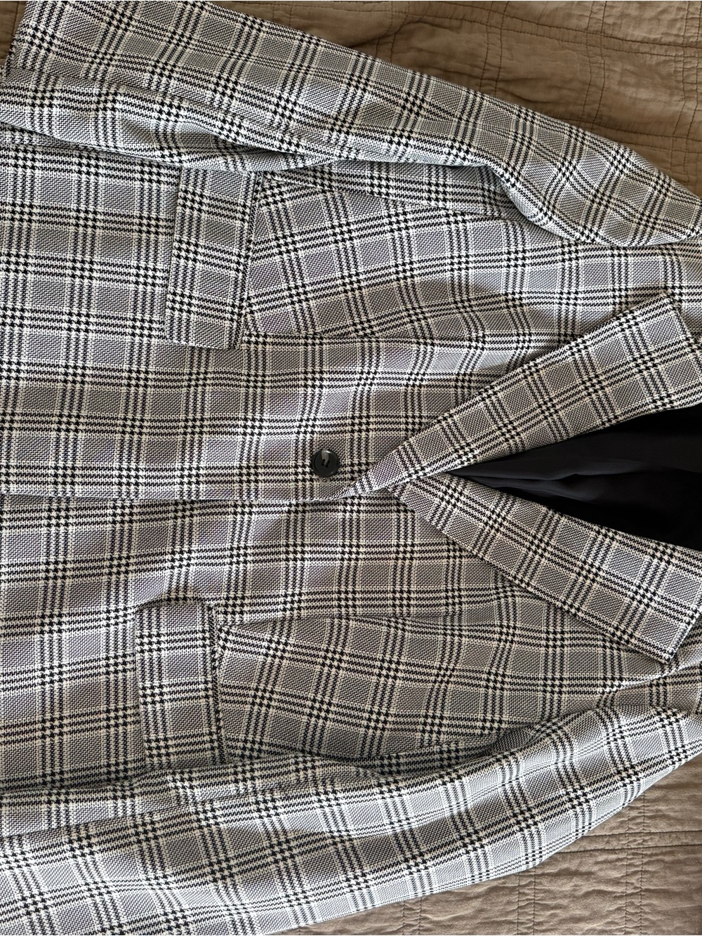 H&M Black and White Glen Plaid Blazer